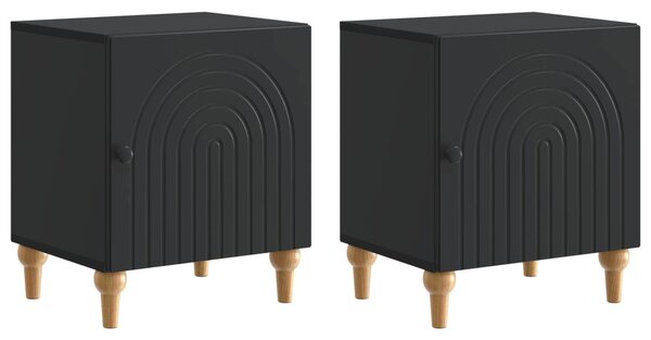 Éjjeliszekrény 2 pcs Fekete 43 x 34,5 x 50 cm Szerelt Fa