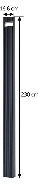 Lucande LED kültéri lámpa Tavion, 230 cm, antracit, IP65, Fekete, Alumínium, Modern