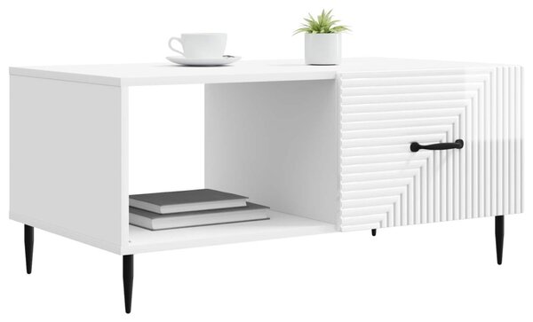 Dohányzóasztal Magasfényű Fehér 90 x 50 x 40 cm Szerelt Fa
