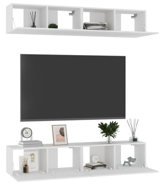 4 db fehér szerelt fa TV-szekrény 80 x 30 x 30 cm
