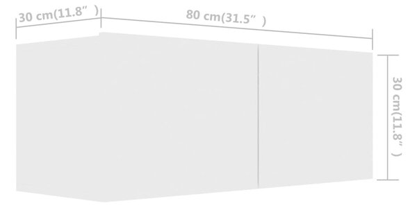 4 db fehér szerelt fa TV-szekrény 80 x 30 x 30 cm