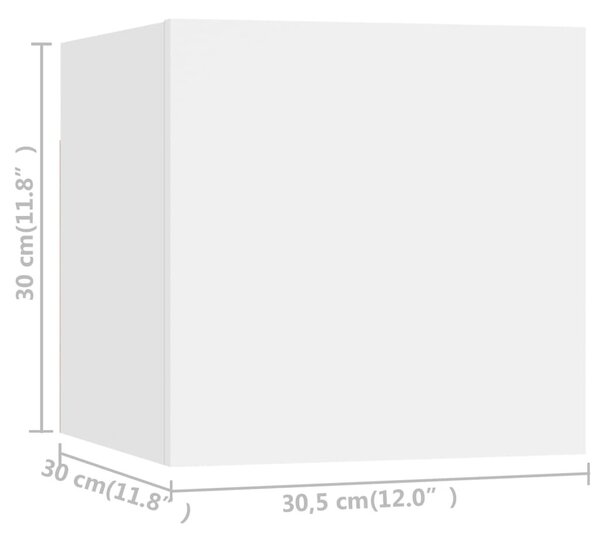 8 db fehér falra szerelhető TV-szekrény 30,5 x 30 x 30 cm