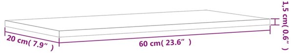 4 db szürke sonoma színű szerelt fa fali polc 60 x 20 x 1,5 cm