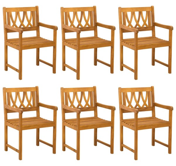 Kerti székek 6 pcs Természetes Tömör Akácfa
