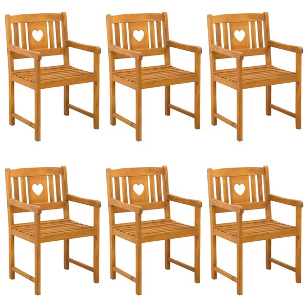 Kerti székek 6 pcs Természetes Tömör Akácfa