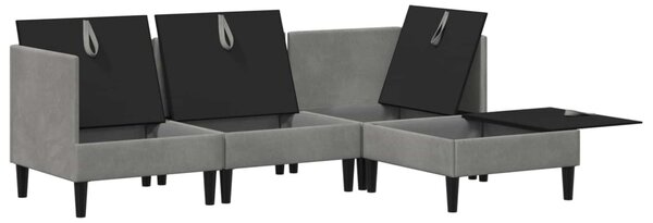 Nappali bútor szett párnával 4 pcs Világosszürke Bársony
