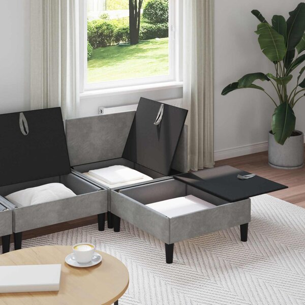 Nappali bútor szett párnával 4 pcs Világosszürke Bársony