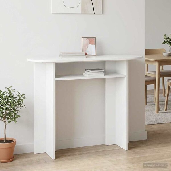 Konzolasztal Magasfényű Fehér 100 x 39,5 x 75 cm Szerelt Fa
