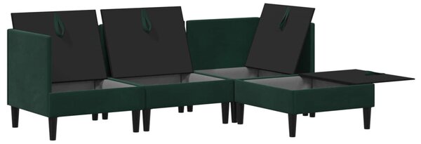 Nappali bútor szett párnával tárolóval 4 pcs Sötétzöld Bársony