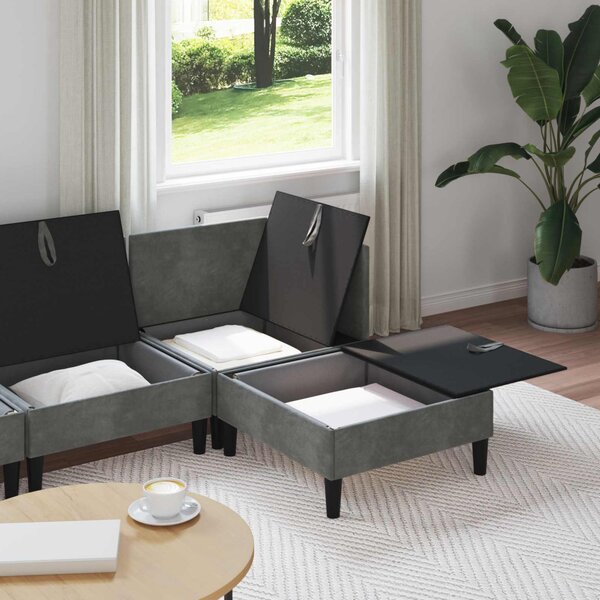 Nappali bútor szett párnával 4 pcs Sötétszürke Bársony