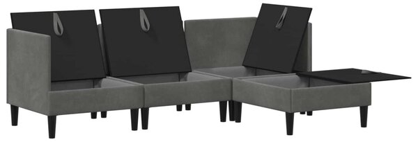 Nappali bútor szett párnával 4 pcs Sötétszürke Bársony