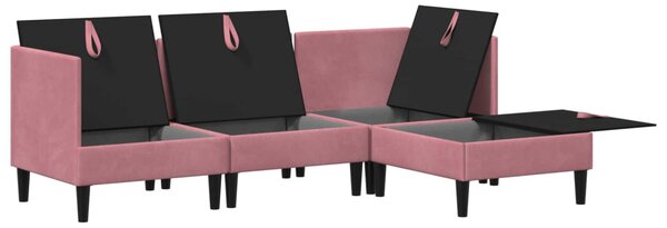 Nappali bútor szett párnával tárolóval 4 pcs Rózsaszín Bársony