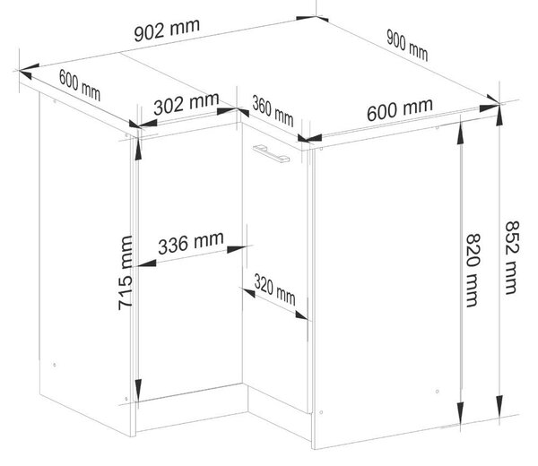 Akord OLIWIA S 90/90cm Fehér Konyhaszekrény