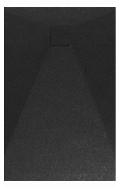 Welland kőhatású zuhanytálca szifonnal 90 x 140 cm - fekete (GT-14090SS)