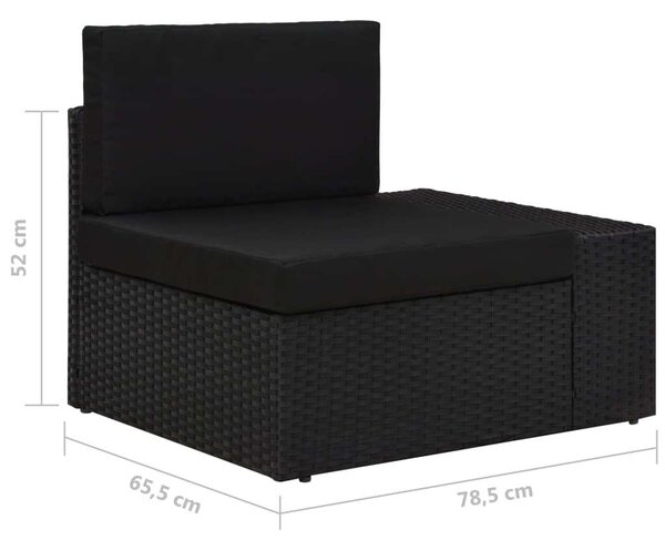 VidaXL 5 részes Kerti Ülőgarnitúra - Fekete Polyrattan