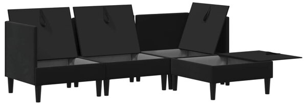 Nappali bútor szett párnával tárolóval 4 pcs Fekete Bársony