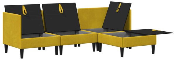 Nappali bútor szett párnával tárolóval 4 pcs Sárga Bársony