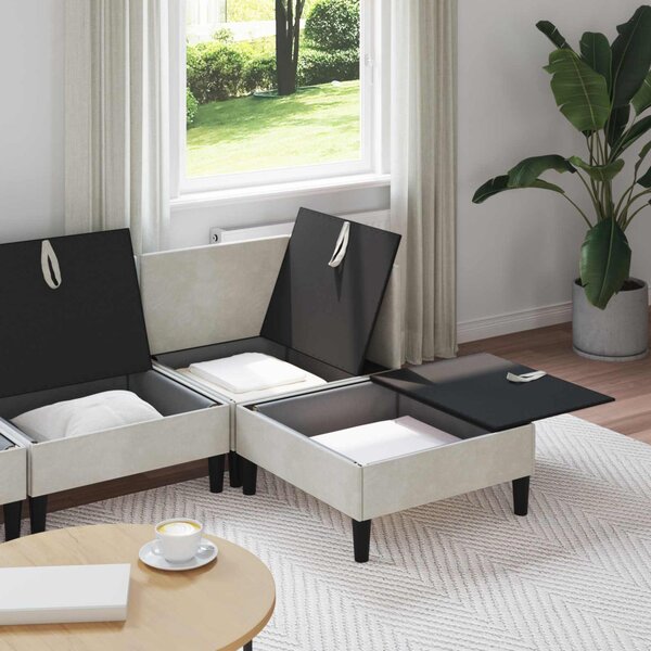 Nappali bútor szett párnával tárolóval 4 pcs Krémszínű Bársony