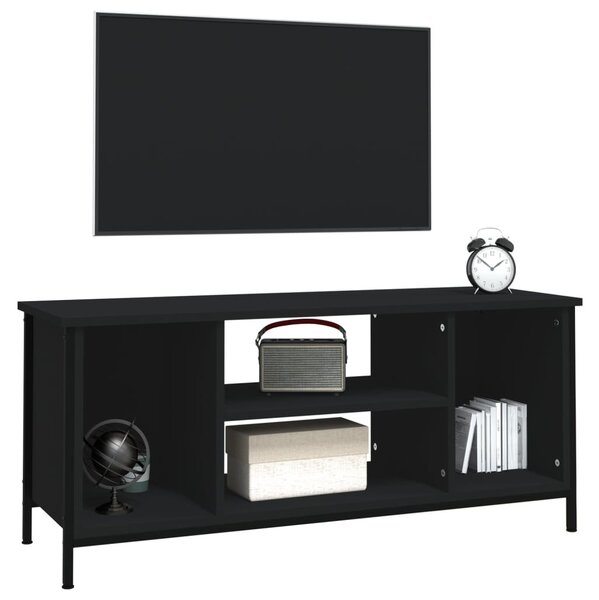 Fekete szerelt fa TV-szekrény 102x35x45 cm