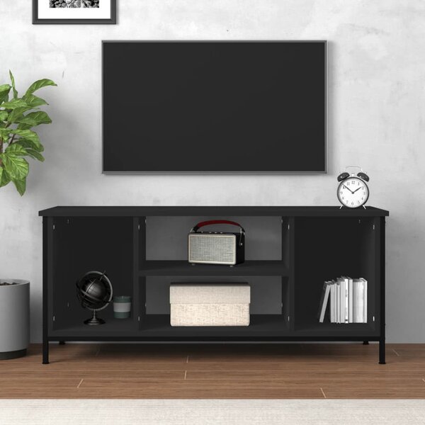 Fekete szerelt fa TV-szekrény 102x35x45 cm
