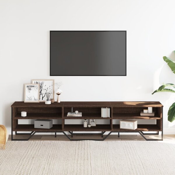 Barna tölgyszínű szerelt fa TV-szekrény 180 x 34 x 41 cm