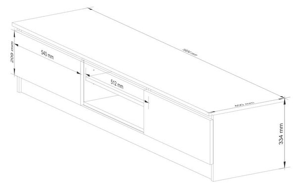 Akord K160 CLP Venge Álló TV Komód, 160x33x40 cm, 2 Ajtós, Bútorlap, ABS Szegély, Wenge Matte Finish
