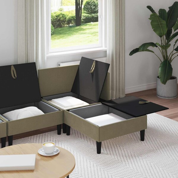 Nappali bútor szett 4 pcs Khaki Szövet
