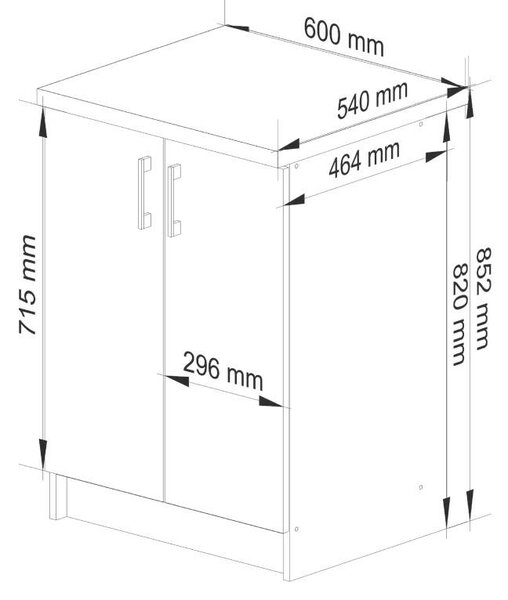 Akord LIMA Konyhaszekrény 60 cm Fehér/Dió Sonoma Mat Szabadon álló Möbel 2 Ajtós 2 Polcos 16 mm Laminált Lemez ABS Élzárás Önösszeszerelésre