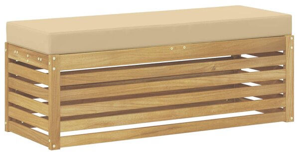 Kültéri Szék Pad párnával Fehér 115 x 43 x 45 cm Tömör Akácfa