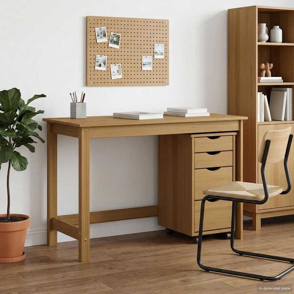 Íróasztal és gurulós szekrény szett MOSS 2 pcs Mézes Barna