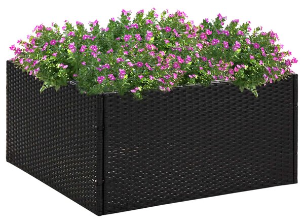 VidaXL fekete polyrattan kerti ültetőláda 80 x 80 x 40 cm