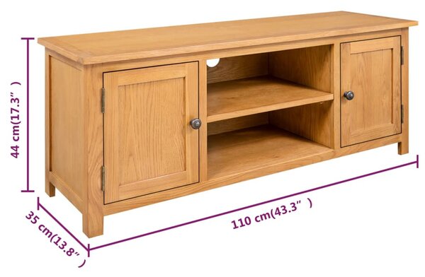 Tömör tölgyfa TV szekrény 110x35x44 cm