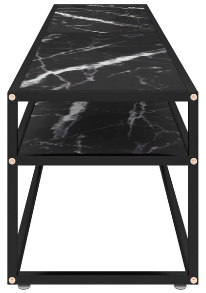 Fekete márvány színű edzett üveg TV-szekrény 180 x 40 x 40,5 cm