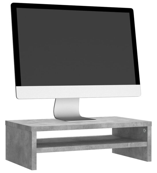 Betonszürke szerelt fa monitorállvány 42 x 24 x 13 cm