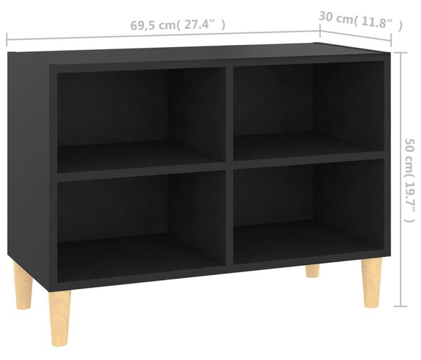 Fekete TV-szekrény tömör falábakkal 69,5 x 30 x 50 cm