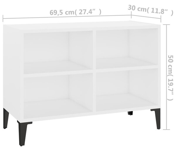 Fehér TV-szekrény fémlábakkal 69,5 x 30 x 50 cm