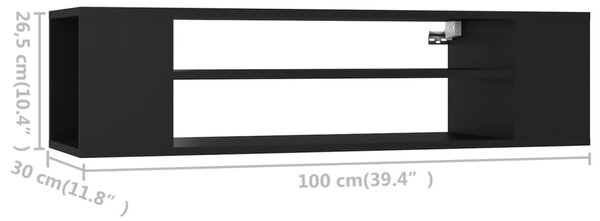 Fekete szerelt fa függő TV-szekrény 100 x 30 x 26,5 cm