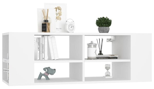 Fehér szerelt fa falra szerelhető TV-szekrény 102 x 35 x 35 cm