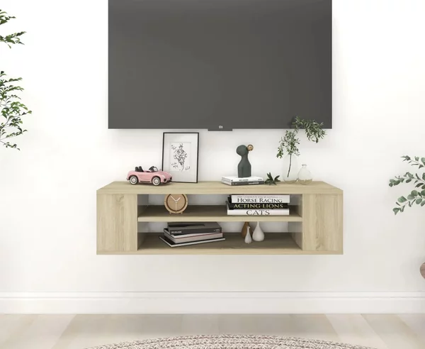 Sonoma tölgy színű szerelt fa függő TV-szekrény 100x30x26,5 cm