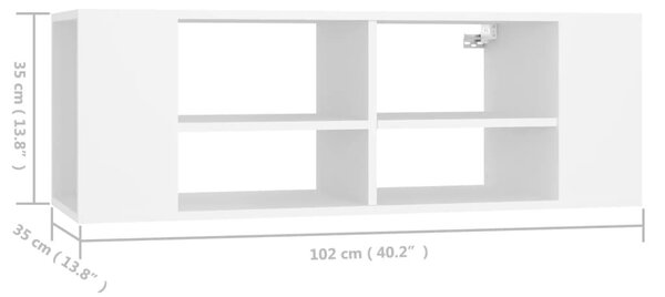 Fehér szerelt fa falra szerelhető TV-szekrény 102 x 35 x 35 cm