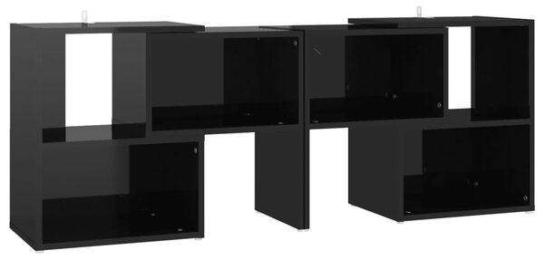 Magasfényű fekete szerelt fa TV-szekrény 104 x 30 x 52 cm