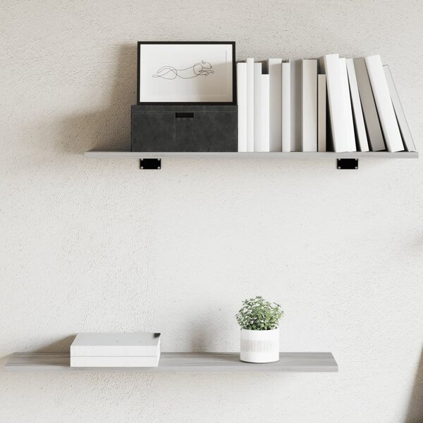 4 db szürke sonoma színű szerelt fa fali polc 80 x 20 x 1,5 cm
