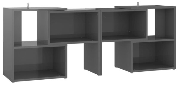 Magasfényű szürke szerelt fa TV-szekrény 104 x 30 x 52 cm