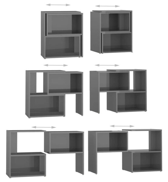 Magasfényű szürke szerelt fa TV-szekrény 104 x 30 x 52 cm