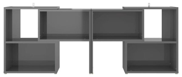 Magasfényű szürke szerelt fa TV-szekrény 104 x 30 x 52 cm