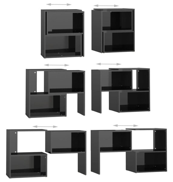 Magasfényű fekete szerelt fa TV-szekrény 104 x 30 x 52 cm