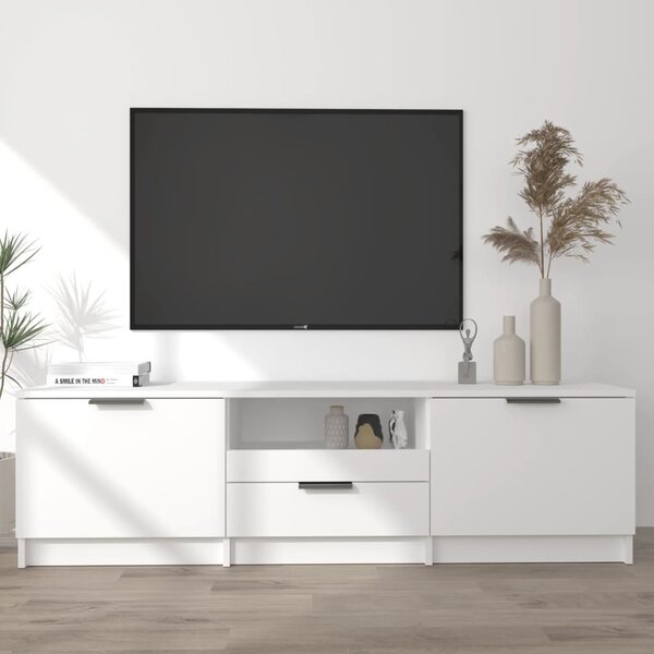 Fehér, préselt fából készült TV-szekrény 140 x 35 x 40 cm