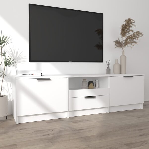 Fehér, préselt fából készült TV-szekrény 140 x 35 x 40 cm