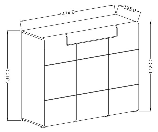 Komód Tamie Typ 76 (sötétszürke + tölgy)