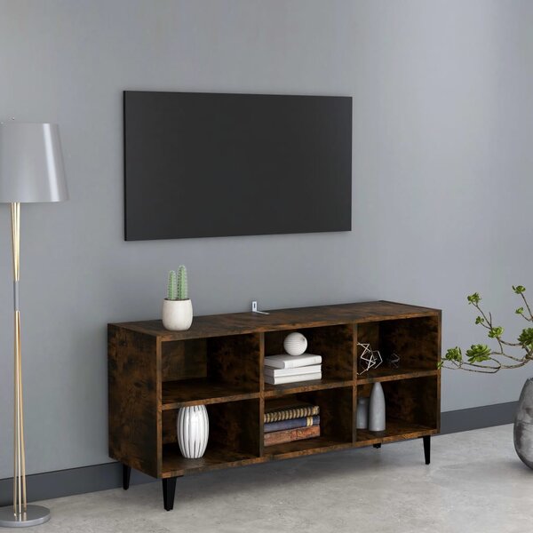 Füstös tölgy színű TV-szekrény fémlábakkal 103,5 x 30 x 50 cm